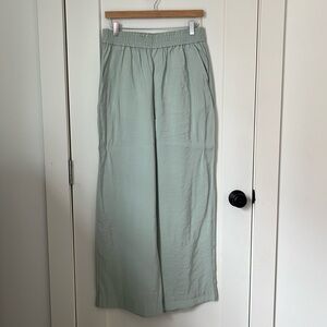 Madewell Silk Wide Leg Pant, Sage, Size M